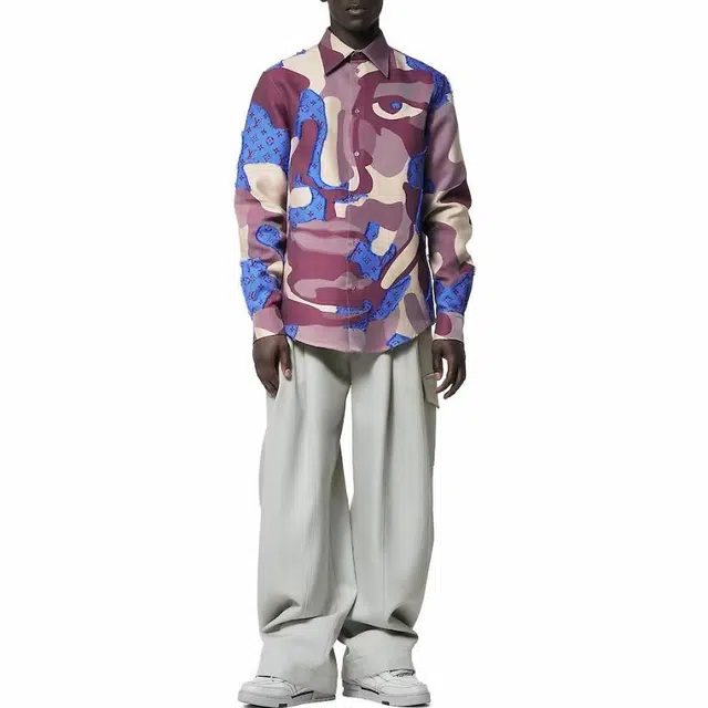 LOUIS VUITTON Printed Cotton Fil Coupe Overshirt