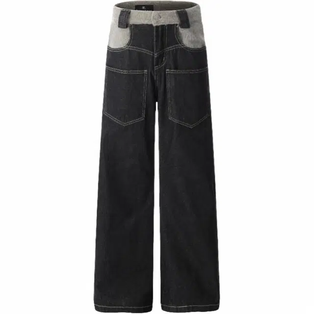 极限涡轮 设计感小众美式高街复古百搭舒适时尚牛仔裤 男女同款 黑色