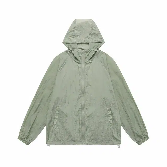加荣 薄款透气潮牌纯色高级感街头户外宽松简约休闲连帽长袖夹克外套 男女同款