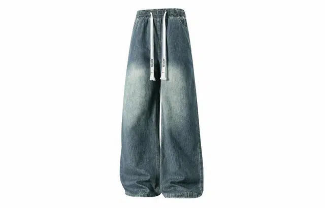 大卫贝肯 夏季冰丝男透气薄款美式高街百搭水洗慵懒风宽松直筒牛仔裤 男女同款