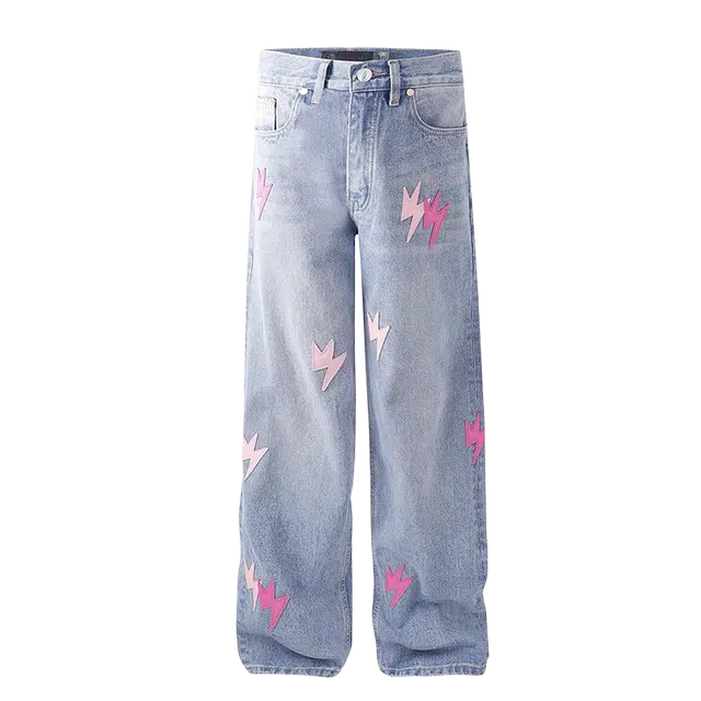 宝米卡 美式复古水洗宽松直筒牛仔裤 男女同款