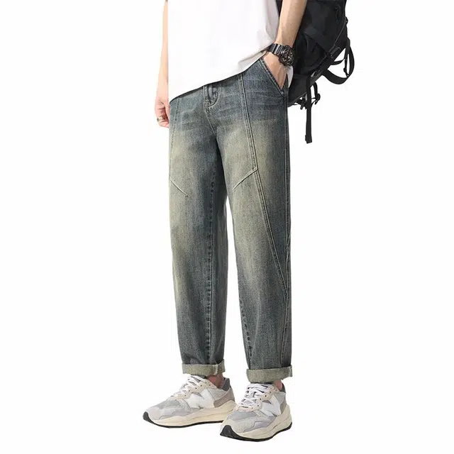 协协乐 美式锥形潮牌水洗牛仔裤 男款 复古蓝