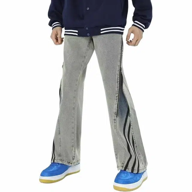 极限涡轮 设计感小众百搭简约时尚牛仔裤 男女同款 黄泥色