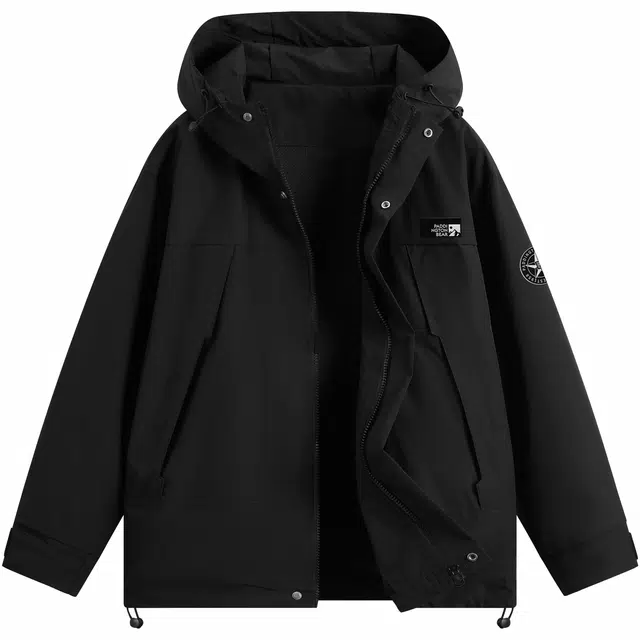 帕丁顿熊 撞色拼接户外休闲宽松防风连帽夹克外套 男女同款