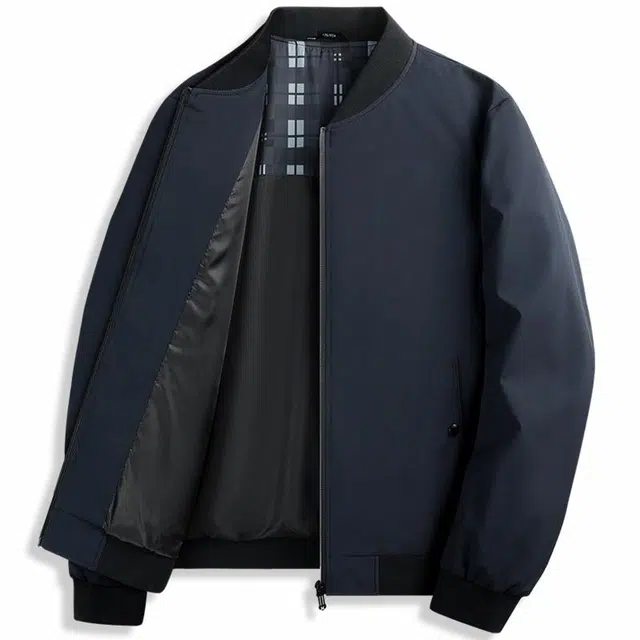 与狼共舞 纯色休闲通勤百搭抗皱棒球领夹克外套 男款