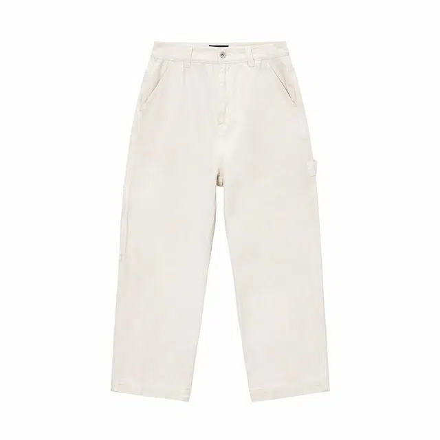 安正 纯色直筒阔褪牛仔裤 男女同款 本白