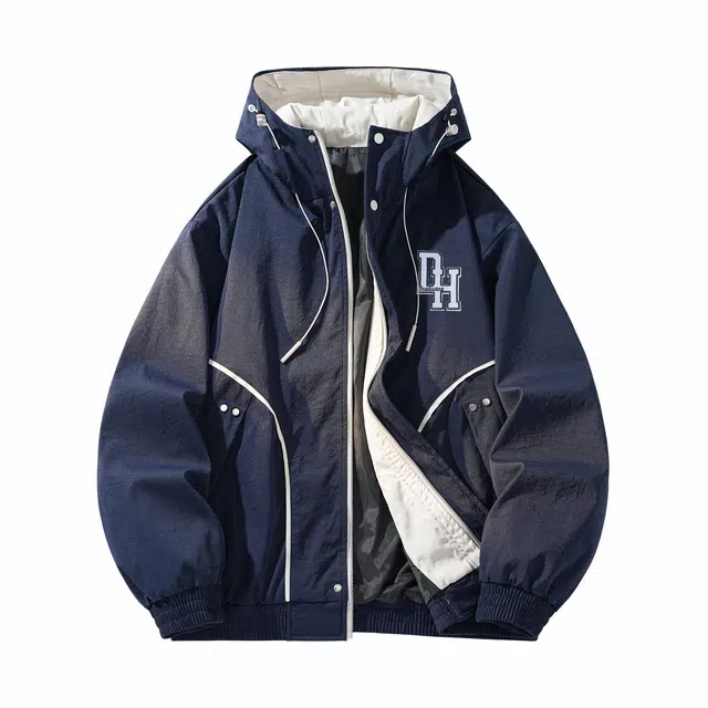 敦煌博物馆 山系户外字母刺绣大码宽松百搭设计感工装舒适通勤休闲连帽夹克外套 男女同款