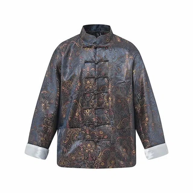 三省六部 中国风提花渐变折光唐装夹克外套 男女同款 蓝色