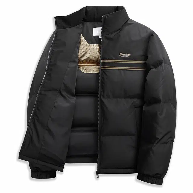 与狼共舞 保暖时尚设计休闲舒适轻便立领羽绒服 男款 黑色