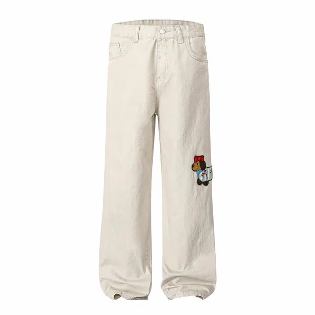 物质公式 腊肠小狗美式透气亲肤宽松阔腿裤牛仔裤 男女同款