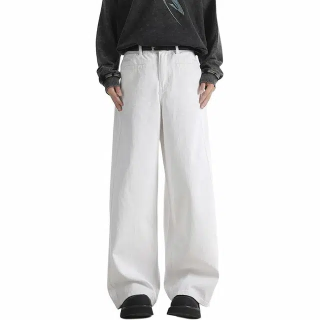 宝米卡 美式潮牌设计感高街宽松舒适百搭牛仔裤 男女同款