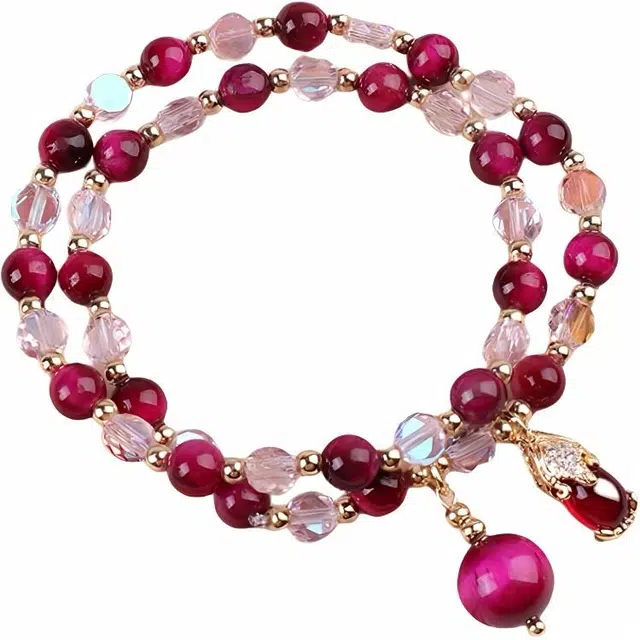 【野蛮生长】 指尖瑰宝 新中式国潮貔貅双圈叠戴招桃花岁岁平安财源广进平安喜乐诸事顺遂甜蜜天然 虎眼石 玉石手串 女款