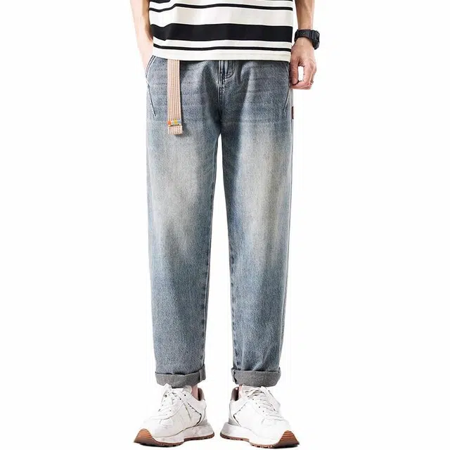 【dme】 复古宽松直筒户外日常通勤百搭牛仔裤 男款 浅蓝色