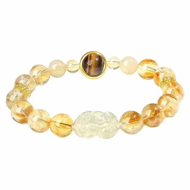 陌阡雪 【招财小霸王 祥瑞貔貅】八方来财 日进斗金 国潮转运珠轻奢高级感复古时尚百搭手饰#好运天然 黄水晶 手串 男女同款情侣款