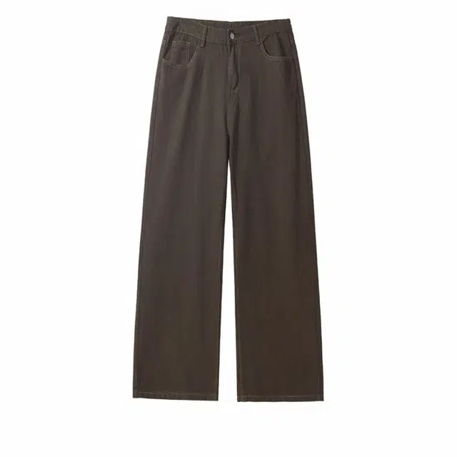 欧路得 微喇美式宽松垂感大码直筒阔腿拖地牛仔裤 男款