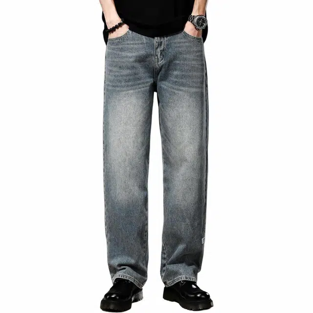 贵色 高街美式直筒垂感流行复古户外运动透气宽松牛仔裤 男女同款