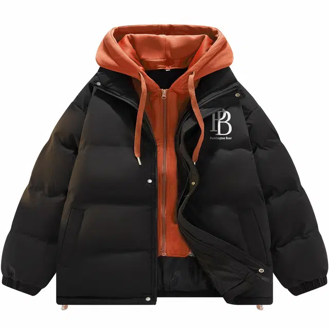 帕丁顿熊 假两件可拆卸帽纯色宽松休闲面包服防风防寒保暖加厚棉服 男女同款