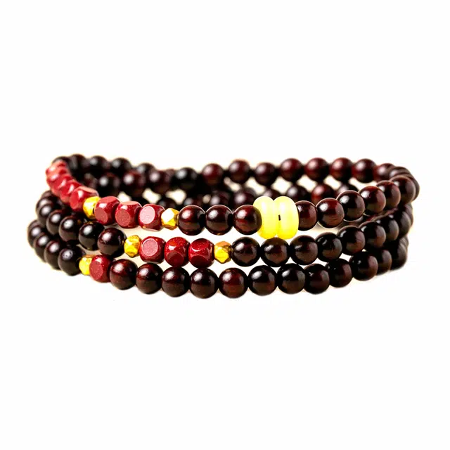 檀欣 精品金星高油高密易包浆三圈文玩佛珠转运珠平安扣#好运 小方糖凝富贵祥瑞礼盒转 紫檀属 木作手串 女款