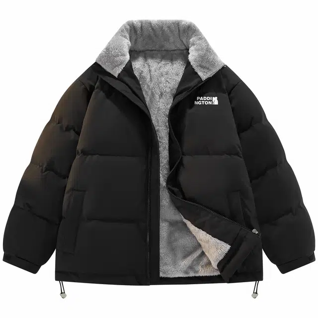 帕丁顿熊 基础款小熊贴标纯色宽松休闲防风防寒面包服羽绒服 男女同款