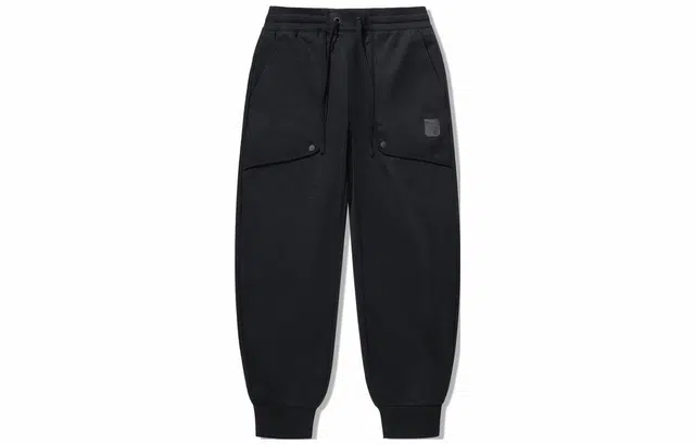 中国李宁 功夫系列 系带束脚宽松休闲针织运动裤 男款 黑色