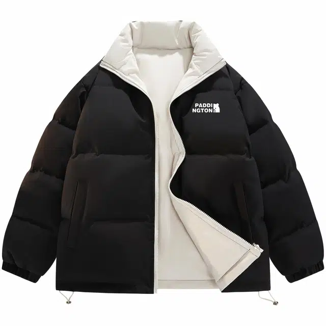 帕丁顿熊 两面穿简约宽松休闲小熊贴标面包防风防寒保暖加厚羽绒服 男女同款