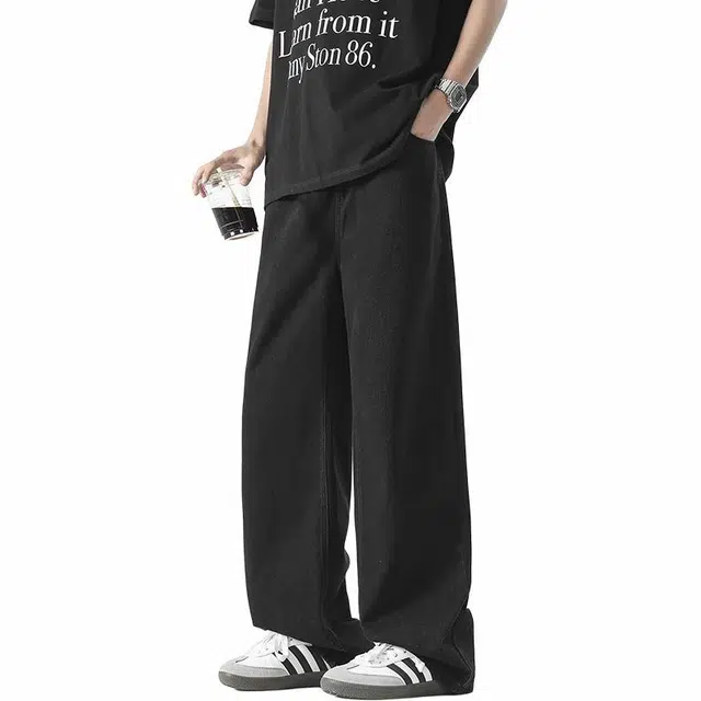 羽浅 美式高街水洗个性小众时尚百搭复古风格牛仔裤 男女同款