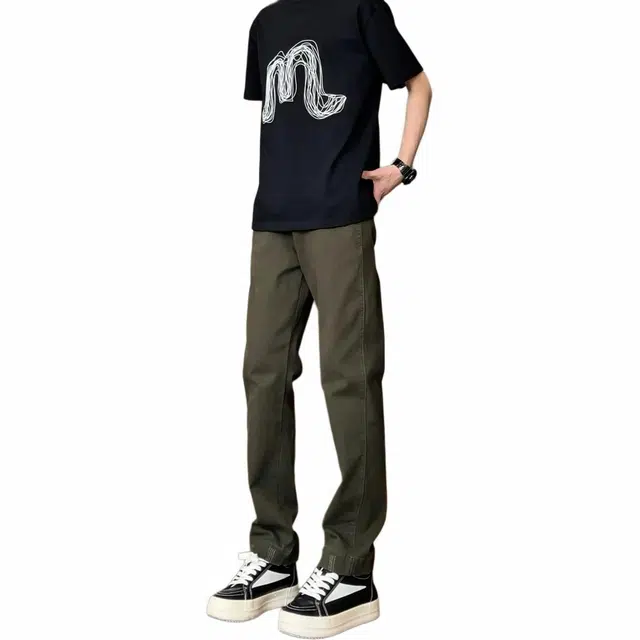 沃马 宽松直筒休闲美式高街弯刀伐木水洗设计中腰显高显瘦舒适亲肤透气流行简约牛仔裤 男女同款