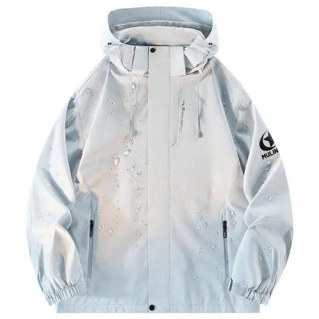 木林森 透气防风防污防泼水带门禁可脱卸连帽冲锋衣夹克外套 男女同款