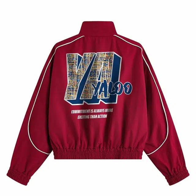 雅鹿 宽松简约字母印花百搭通勤美式街头宽松夹克外套 男女同款