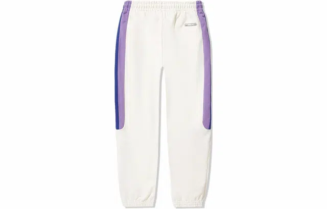 中国李宁 重燃系列  抽绳束口撞色休闲针织运动裤 男女同款 米白色