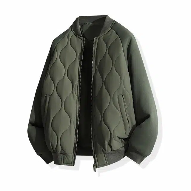 雅鹿 运动简约波浪车线插件棒球领宽松保暖学院风长袖拉链夹克外套 男女同款