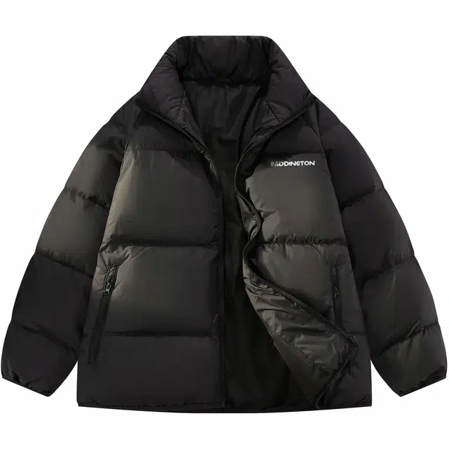 帕丁顿熊 简约卡通小熊字母印花纯色宽松休闲面包服防风防寒保暖加厚羽绒服 男女同款