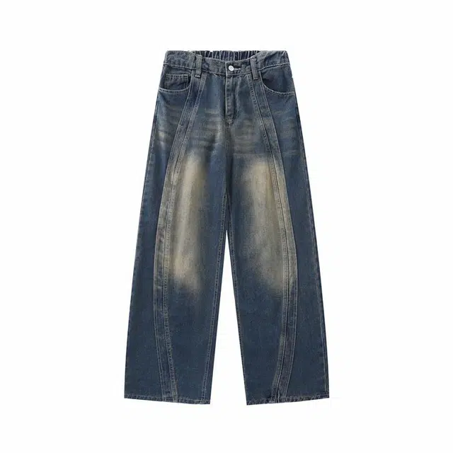 加荣 直筒宽松百搭美式复古水洗牛仔裤 男女同款