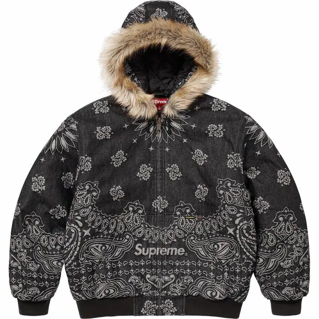 Supreme SS25 Bandana Jacquard Denim Hooded Work Jacket