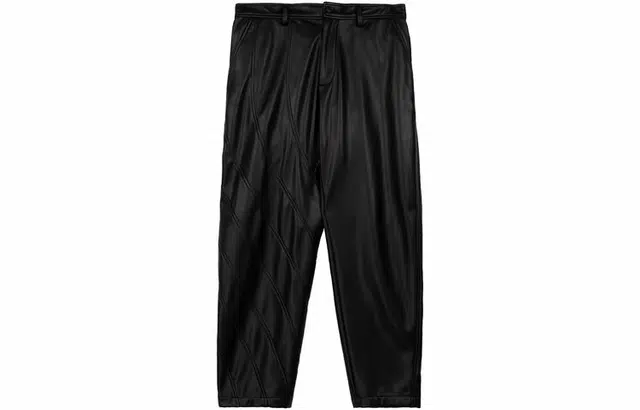 速写 纯色中腰直筒不对称休闲裤 男女同款 本黑