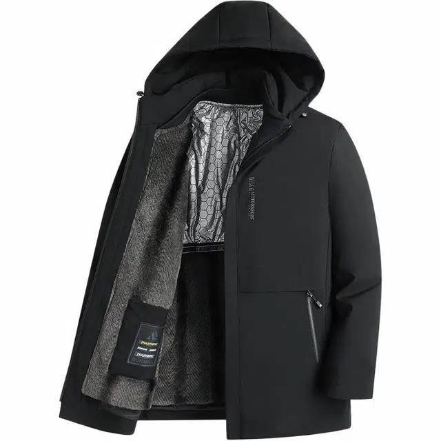 雅鹿 连帽可拆卸加绒加厚棉服 男款