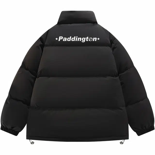 帕丁顿熊 卡通字母印花纯色宽松休闲面包服防风防寒保暖加厚羽绒服 男女同款