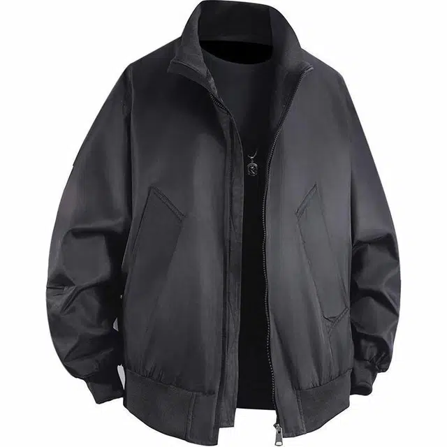 雅鹿 美式复古简约基础款纯色工装飞行员教练高街休闲户外时尚百搭拉链长袖夹克外套 男女同款