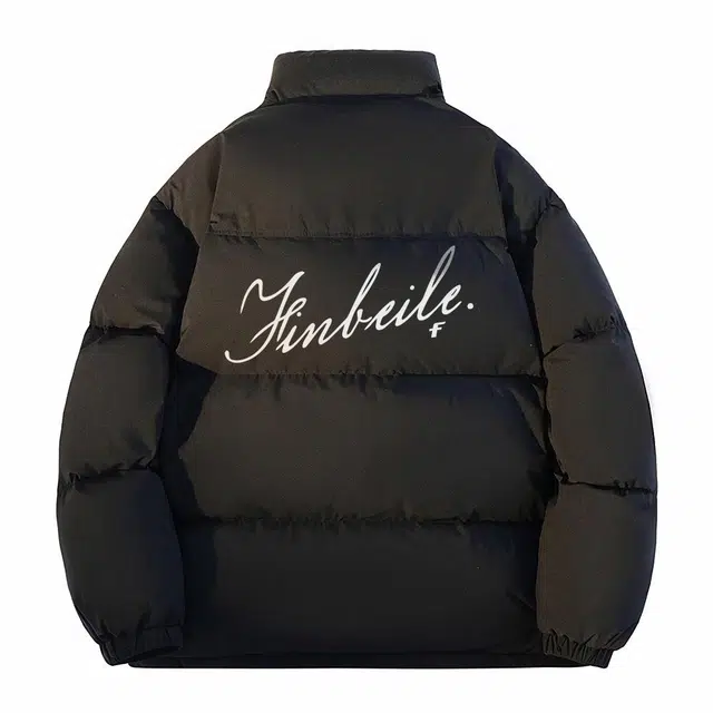金贝勒 舒适字母印花宽松休闲基础加厚防寒防风立领羽绒服 男女同款