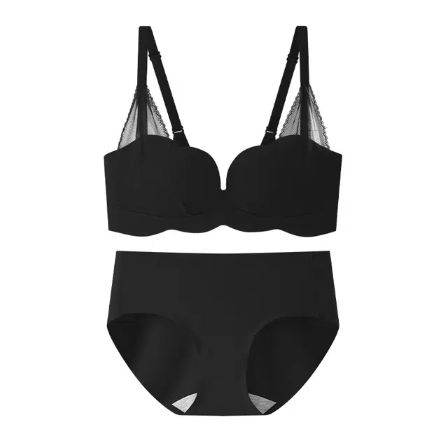 芬腾 性感豹纹法式聚拢防下垂收副乳小胸显大无钢圈美背内衣裤套装 女款