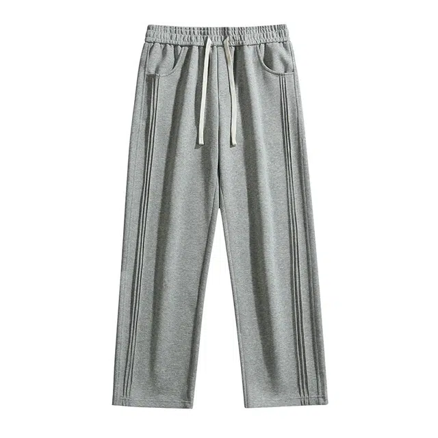 寻星记 美式风格宽松阔腿直筒百搭卫裤针织运动裤 男女同款