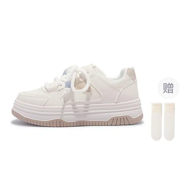 小鹿米利 百搭小众设计配裙子运动休闲小白鞋 防滑耐磨 低帮 板鞋 女 米白色