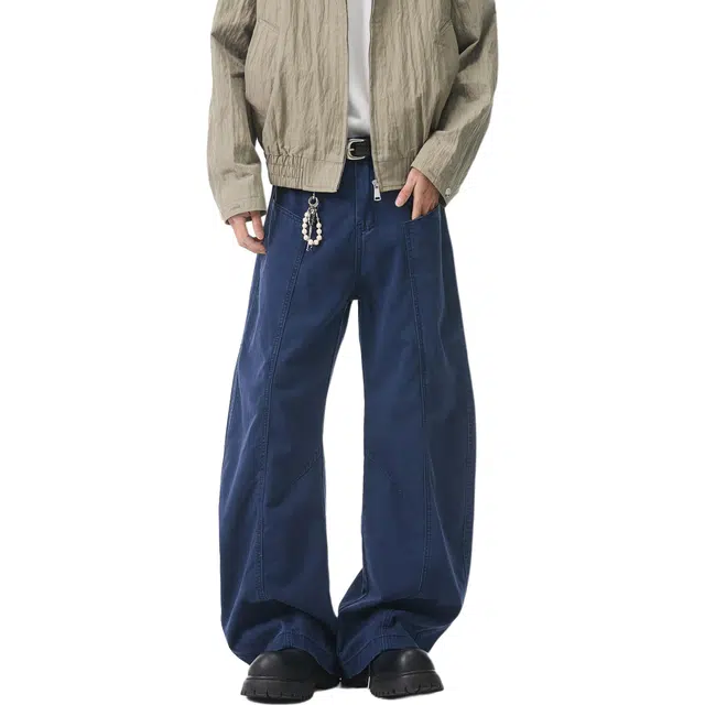 颂希尔 美式复古解构潮牌痞帅宽松直筒阔腿纯棉休闲裤 男女同款