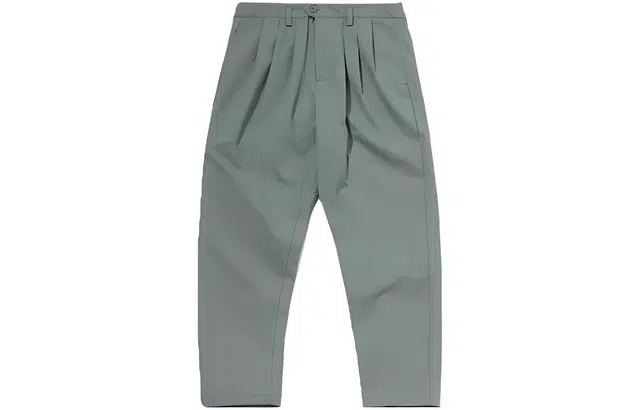 李宁 运动时尚系列 纯色纽扣直筒宽松休闲裤 男款 绿色