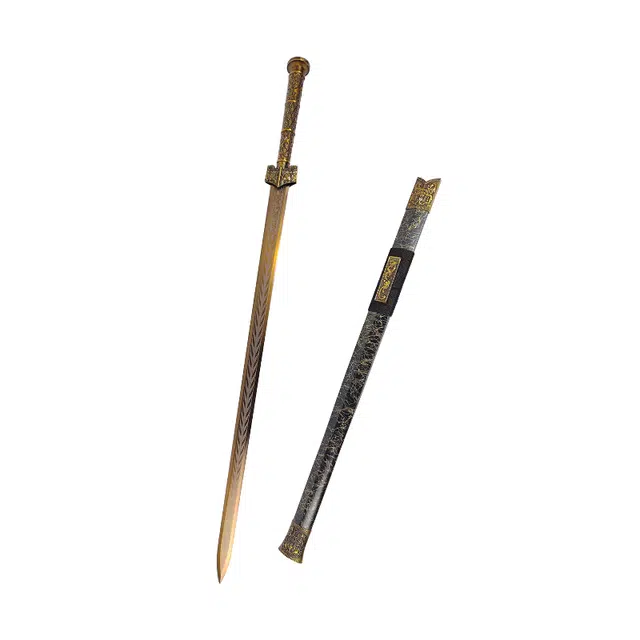 天子剑 金锋汉剑 龙泉高锰钢宝剑杉木烤漆鞘加厚合金装收藏未开刃 成品模型