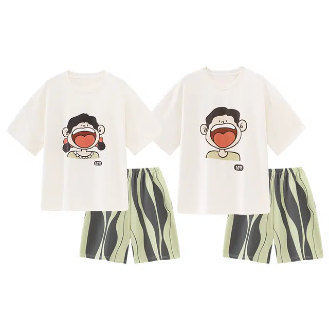 顶瓜瓜 可爱休闲舒适简约家居服睡衣套装 男女同款