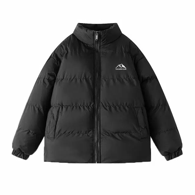 啄木鸟 品牌字母印花纯色简约基础款面包服休闲日常通勤百搭立领加厚棉服 男女同款