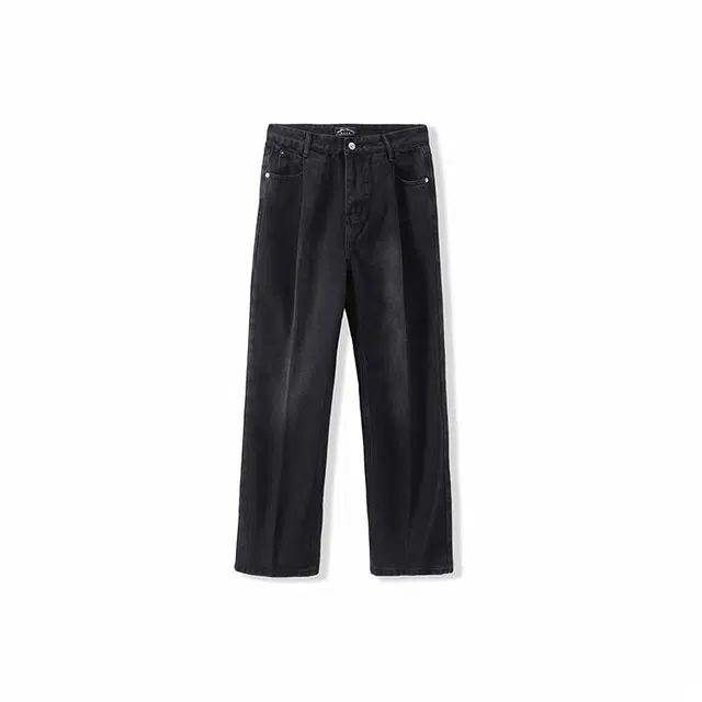 我是大卫 复古水洗做旧宽松休闲牛仔裤 男女同款