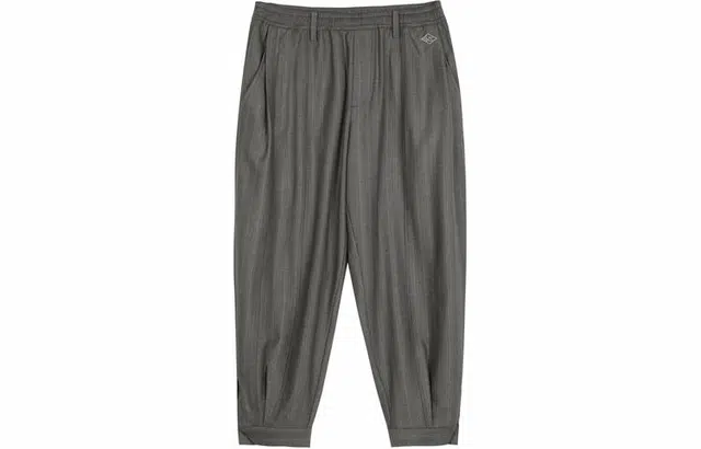 速写 宽松束脚带标九分休闲长裤 男女同款 杂灰