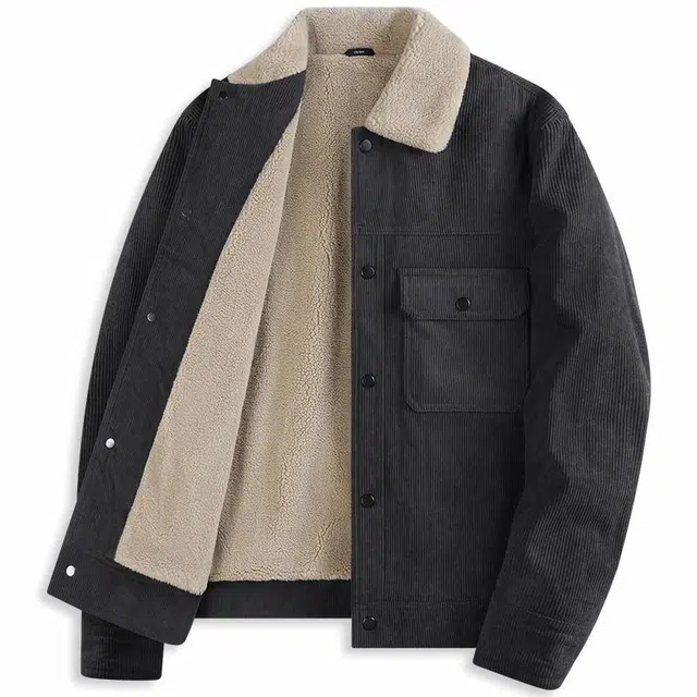 与狼共舞 休闲百搭加绒保暖翻领长袖夹克外套 男款